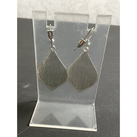 Tribal Geometric Patterned Silver Dangle Earrings For Women - Picture 3 of 3